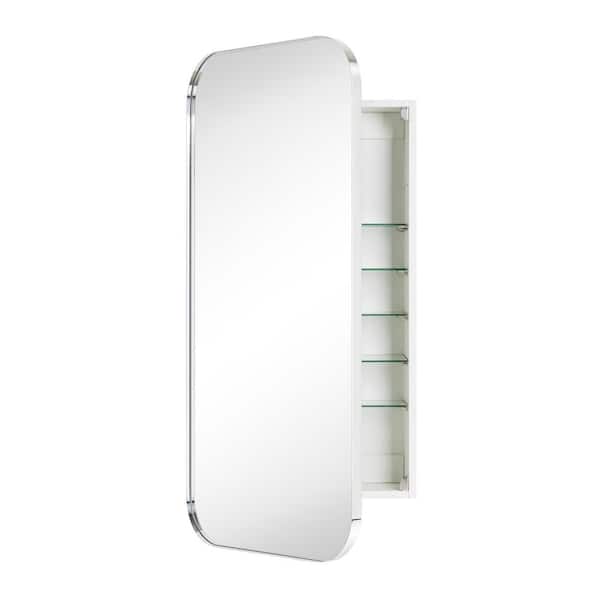 20 in. W x 40 in. H Rectangular Recessed and Surface Metal Framed Medicine Cabinet with Mirror in Chrome
