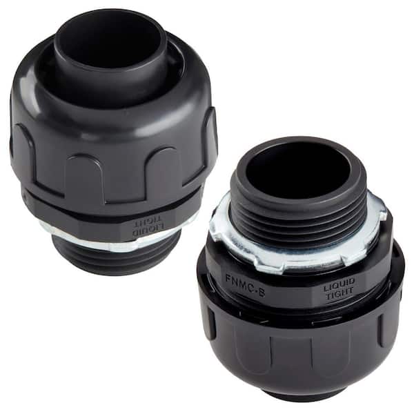 (2-Pack) 2 in. Dia. Black Liquid Tight Non Metallic Electrical PVC Conduit Straight Fitting Connector
