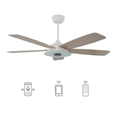 Hardley 56 in. Dimmable LED Indoor/Outdoor White Smart Ceiling Fan with Light and Remote, Works with Alexa/Google Home