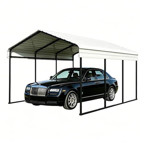 10 ft. x 15 ft. White Heavy Duty Carport Shelter with Rust Resistant Frame, Carport Garage, Large Tall Canopy for Snow
