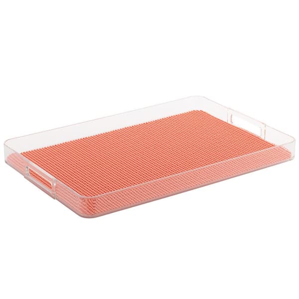 Fishnet 19 in. W x 1.5 in. H x 13 in. D Rectangular Burnt Coral Acrylic Serving Tray