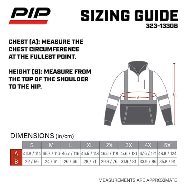 PIP Men's Large Hi Vis Lime Yellow ANSI Type R Class 3-Quarter-Zip