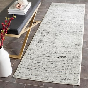 Adirondack Ivory/Silver 3 ft. x 10 ft. Striped Runner Rug