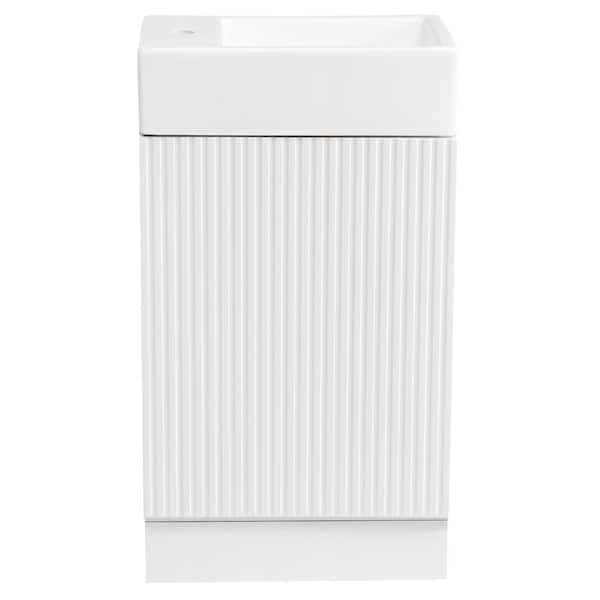 10.6 in. W x 18.6 in. D x 33.2 in. H Freestanding Bath Vanity in White with White Cultured Marble Top