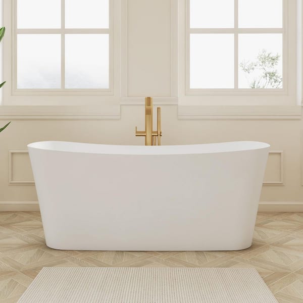 SJ STAR&JANE Verna 57 in. x 31 in. Stone Resin Freestanding