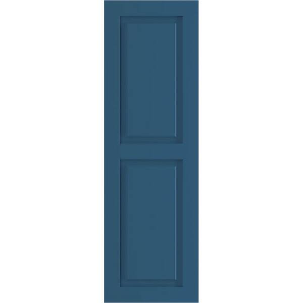 Ekena Millwork 15 in. x 30 in. True Fit PVC 2 Equal Raised Panel Shutters Pair in Sojourn Blue