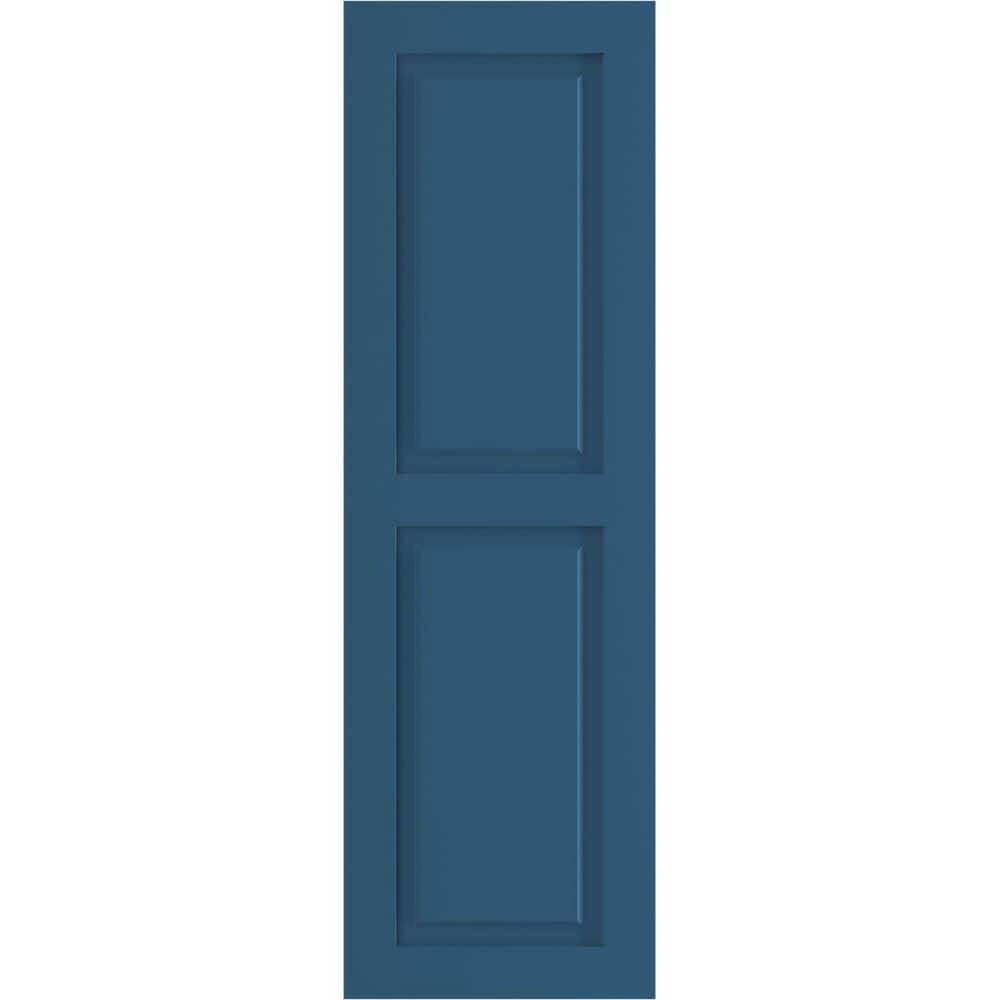 15 in. x 45 in. Raised Panel True Fit PVC Two Equal Shutters Pair in Sojourn Blue price history on PriceWatchPro