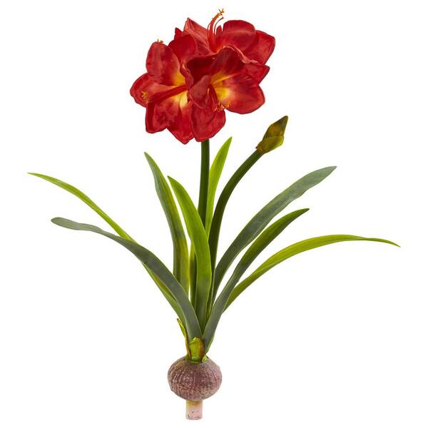 Nearly Natural Indoor 31 in. Amaryllis Artificial Flower (Set of 3)