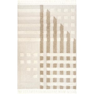 Cordelia Fragmented Stripes Tasseled Ivory 5 ft. x 7 ft. 6 in. Area Rug