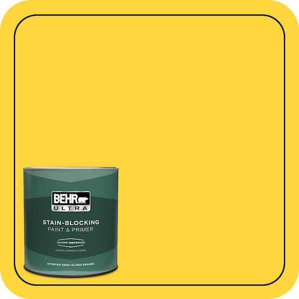 BEHR ULTRA 1 qt. #380B-6 Lemon Tart Extra Durable Semi-Gloss Enamel Interior Paint & Primer