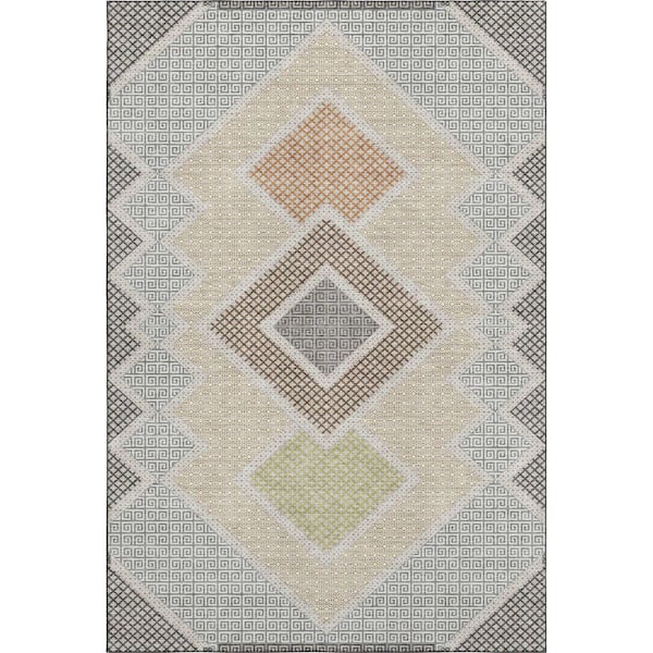 Mayfield Premium Machine Washable Abstract AMF2111 Pewter 10 ft. x 14 ft. Area Rug