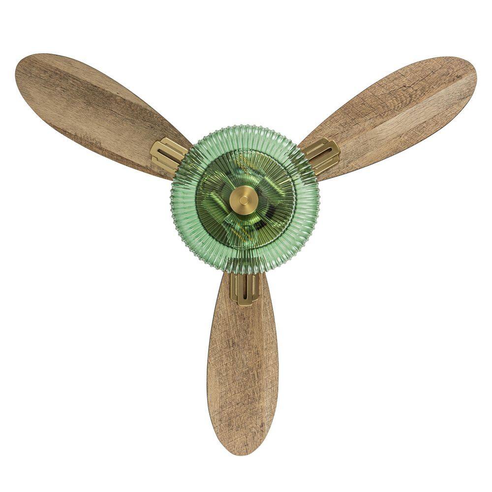 Elaine 42" Gold and Green Glass Ceiling Fan with Remote Control