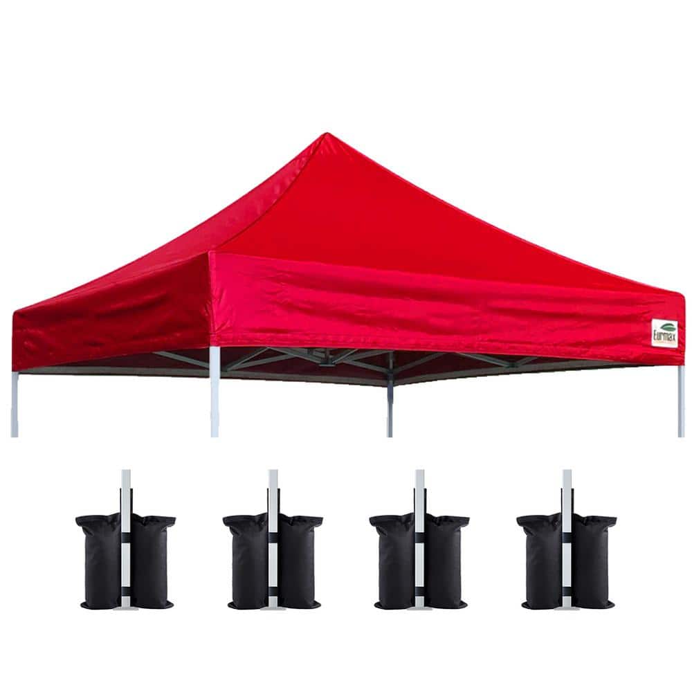 USA Pop Up Replacement Canopy Cover, Instant Ez Top Cover ONLY, Bonus 4-Piece Pack Canopy Weight Bag (8 ft. x 8 ft. red