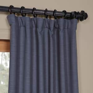 Wild Blue Textured Bellino Room Darkening Curtain - 50 in. W x 96 in. L Rod Pocket with Back Tab Single Curtain Panel