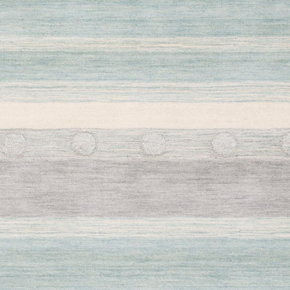 Aqua/Ivory Hand-Tufted Wool Kids Rectangular Rug 5' x 8'