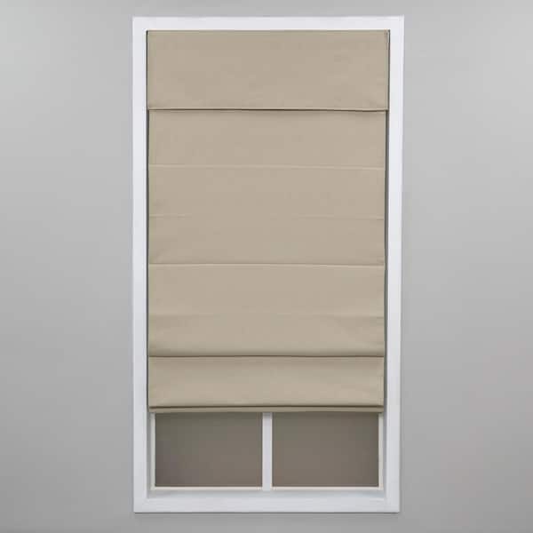 Perfect Lift Window Treatment Linen Cordless Room Darkening Poly/Cotton Classic Roman Shade 31 in. W x 64 in. L