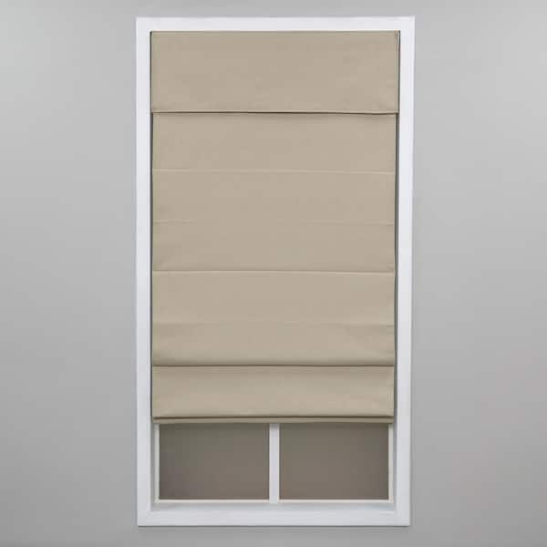 Perfect Lift Window Treatment Linen Cordless Room Darkening Poly/Cotton Classic Roman Shade 34 in. W x 64 in. L