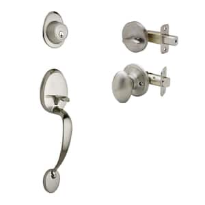 Colonial Satin Stainless Door Handleset and Egg Knob Trim