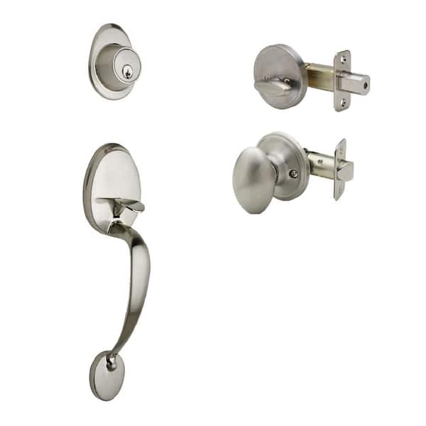 Copper Creek Colonial Satin Stainless Door Handleset and Egg Knob