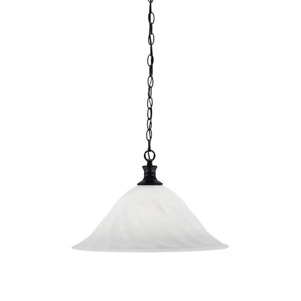 Unbranded Peabody 60-Watt 1-Light Matte Black Shaded Mini Pendant Light with Glass Shade