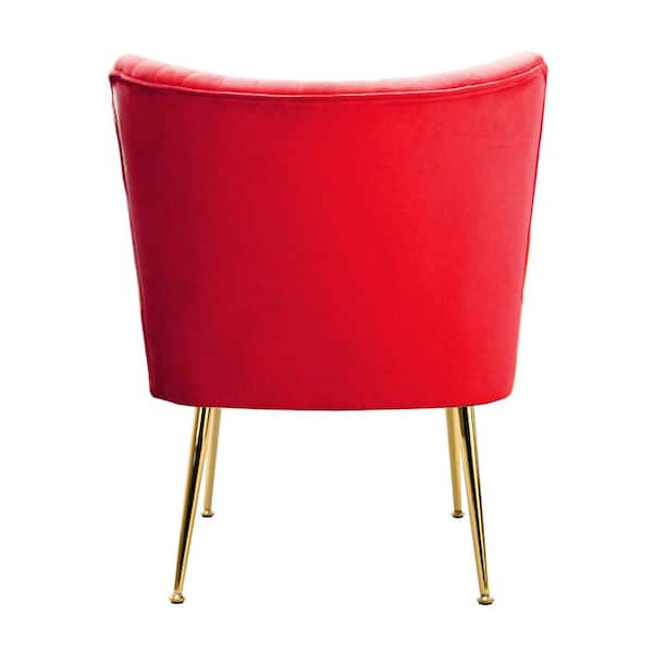 Trinity 25 in. Red Velvet Channel Tufted Accent Chair