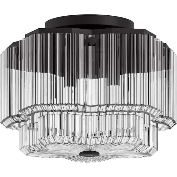 Occasion 14.89 in. 3-Light Matte Black Flush Mount