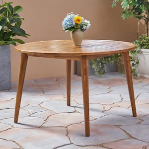 47 in. Teak Round Acacia Wood Outdoor Dining Table