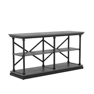 Blue River 59 in. Antique Gray and Black Rectangle Wooden Console Table