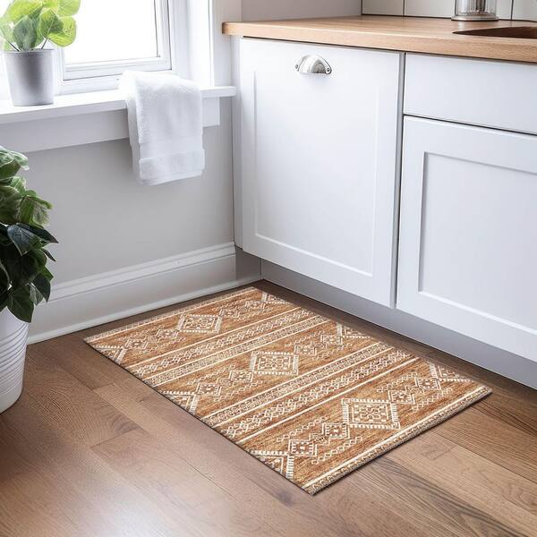 Chantille Machine Washable Indoor/Outdoor Abstract ACN901 Paprika 1 ft. 8 in. x 2 ft. 6 in. Area Rug