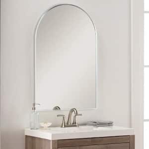 30 in. W x 20 in. H Small Arched Aluminium Framed Wall Bathroom Vanity Mirror in Silver