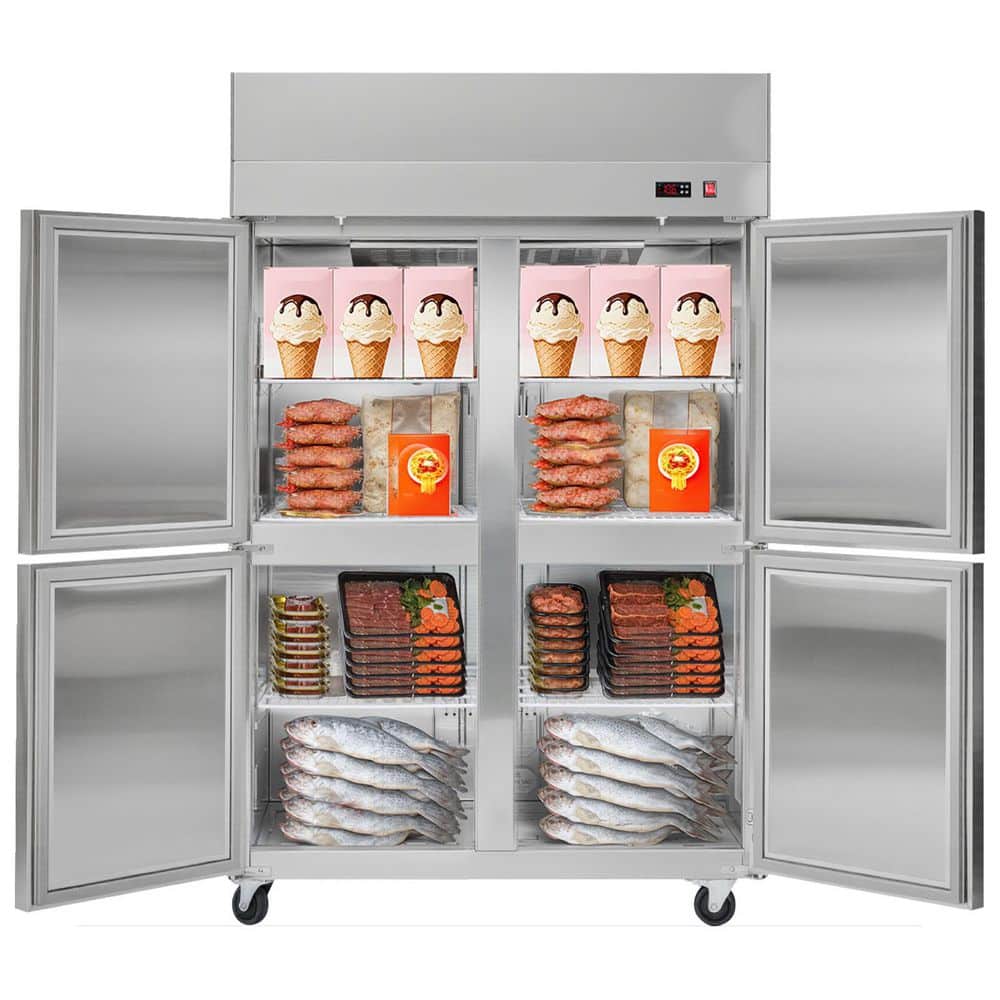 Commercial Freezer 33 cu.ft. Reach in 31.89 in.W Upright Freezer 4-Doors 6-Shelve -11 to 14â„‰ Silver Auto-Defrost Silver