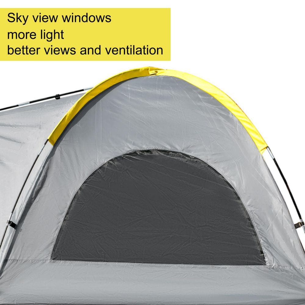 Gray and Yellow 2 Person Camping Tent with Carry Bag