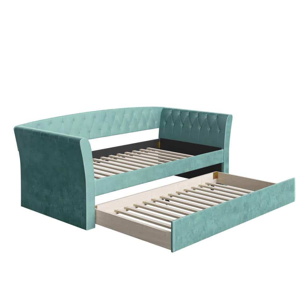 Boyd Sleep New Castle Teal Contemporary Upholstered Velour Twin Size ...