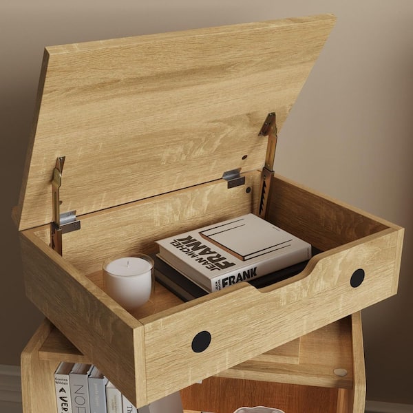 FUFU&GAGA Natural Changing Table with Flip-Top Storage, LED