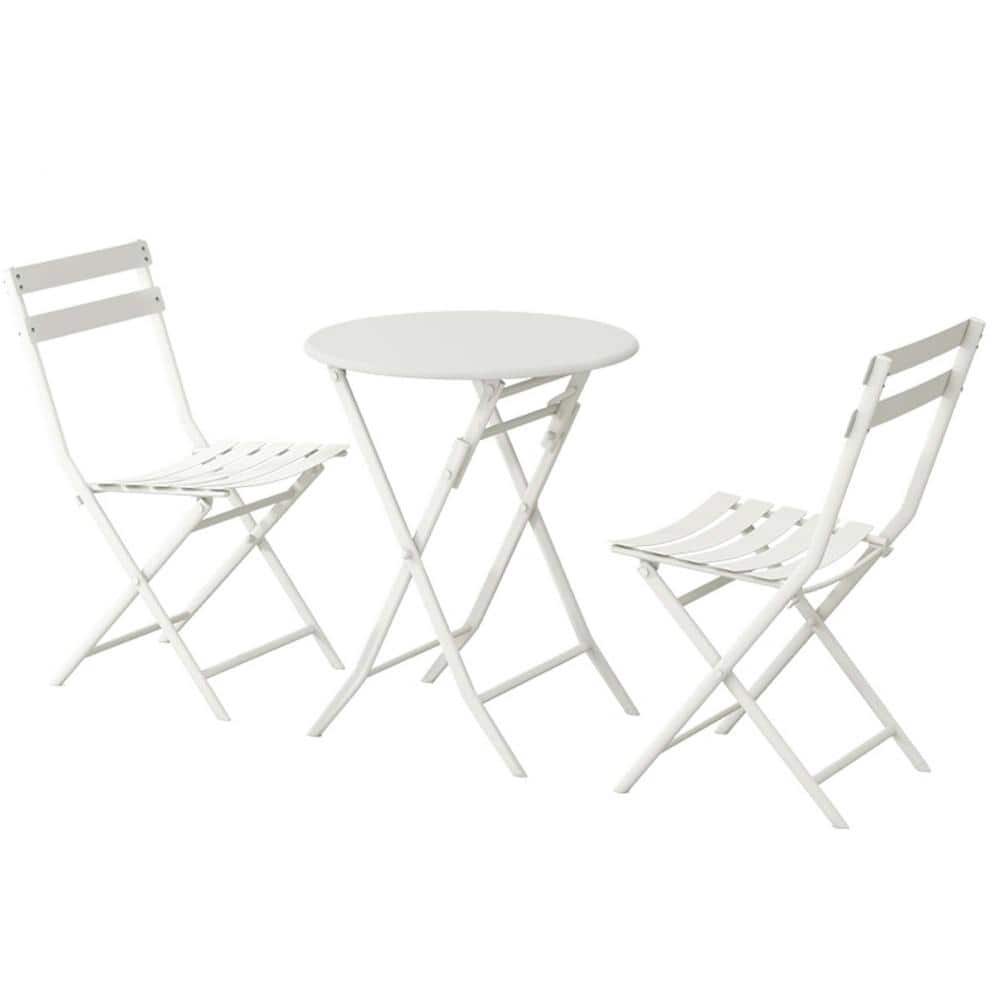 Tunearary 3Piece Metal Round Patio Bistro Set Folding Table and Chairs