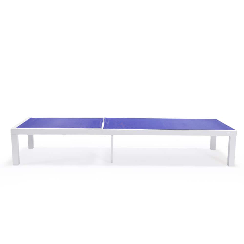 Navy Blue Aluminum Outdoor Chaise Lounge with Adjustable Backrest