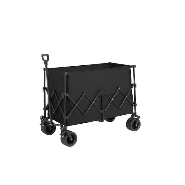 10.6 cu. ft. Steel Folding Garden Cart Powered Wheelbarrow with Big All-Terrain Beach Wheels, Black