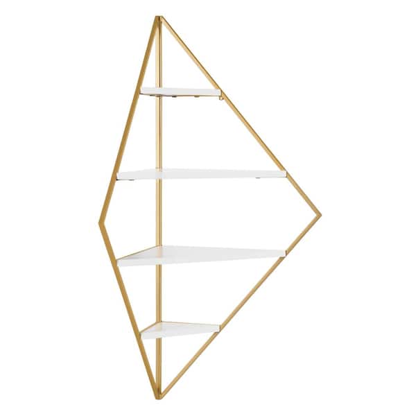 Kate and Laurel Melora 38.00 in. x 23.12 in. White Wood Floating Decorative Wall Shelf