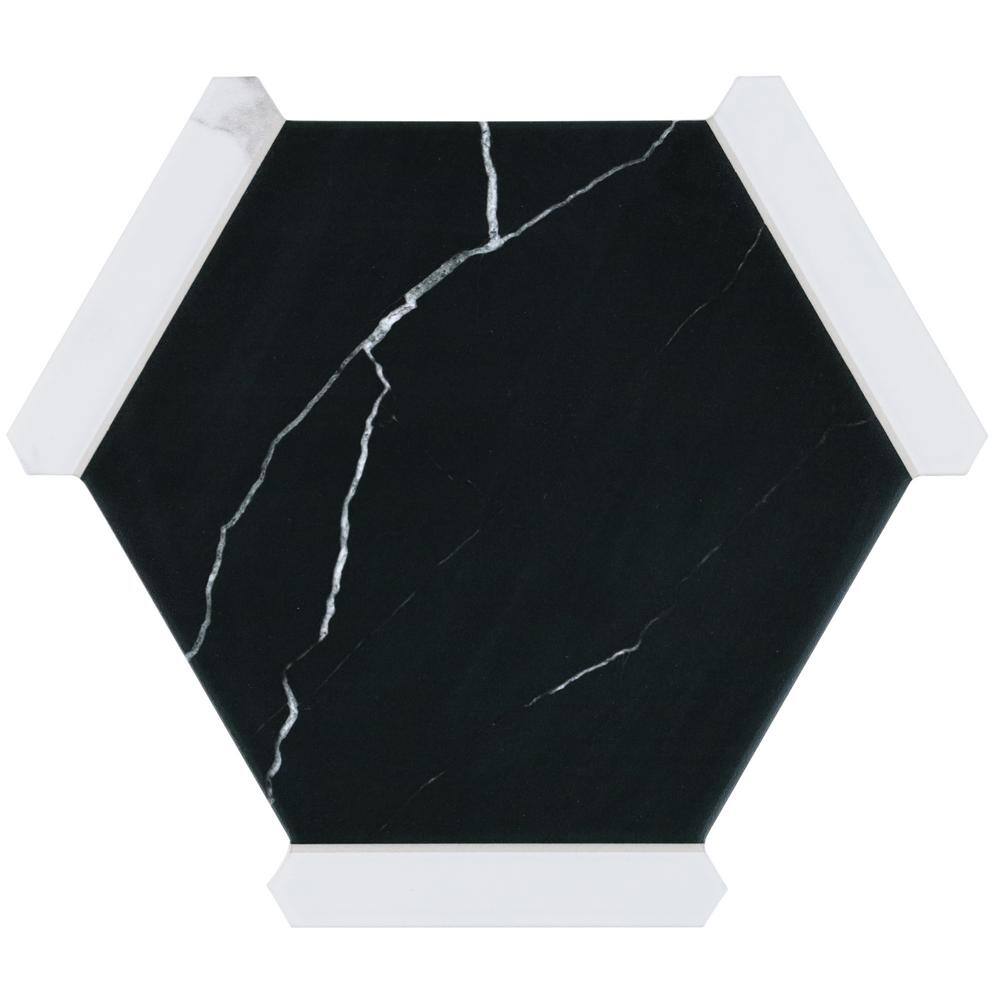 Samara Black and White Hexagon Porcelain Tile Set