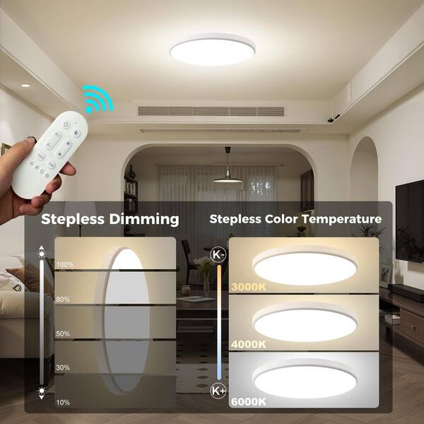 12 in. Smart Ceiling Light 24W LED, RGB Dimmable Flush Mount with Music Sync, WiFi Bluetooth App & Remote Control