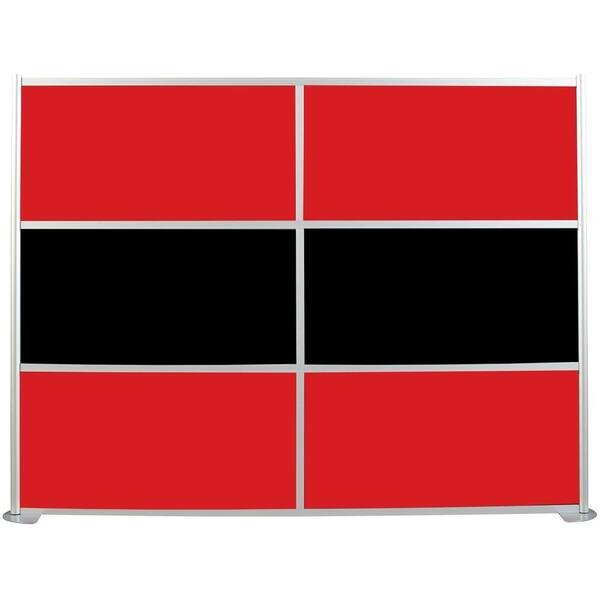 Contractors Wardrobe 100-1/8 in. x 75-3/8 in. uDivide Room Divider Satin Clear Frame with Red and Black 6-Panels