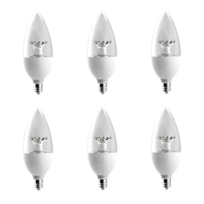 C37 High Efficiency Pack of 6 BFE12-4WW6 360 LED Candle Bulbs E12 Base 6-pack Bioluz LED™ Filament Candelabra Clear LED Bulbs 