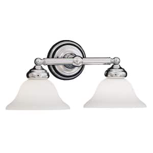 Opal Essence 17.5 in. 2-Light Chrome Classic Vanity with Satin Opal Glass Shades
