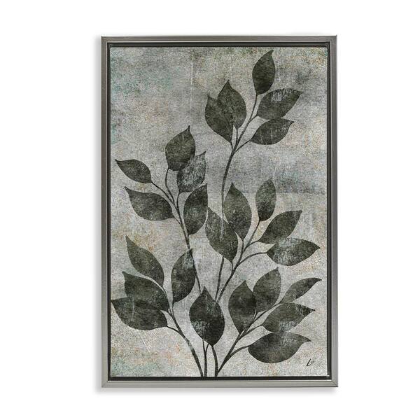 Love & Leaves Rustic by Lydia Orange Gray Floater Frame Nature Graphic Art Print 25 in. x 17 in.