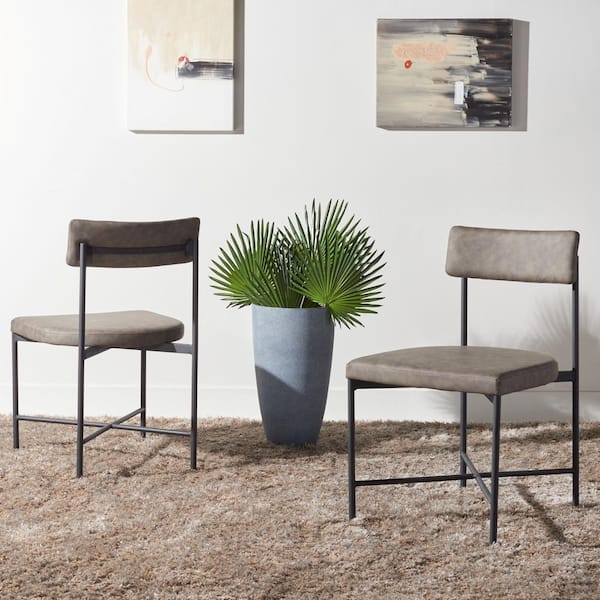 SAFAVIEH Archer Gray/Black 17 in. Iron Dining Chair (Set of 2)