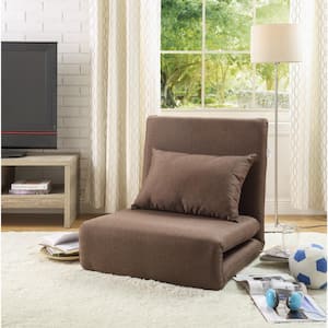 Brown Relaxie Linen Convertible Flip Chair Floor Sleeper