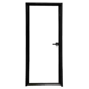 Teza Interior Door 37.5 in. x 80 in. Matte Black Aluminum Single Door Full Lite Left Hand Inswing with Magnetic Lock