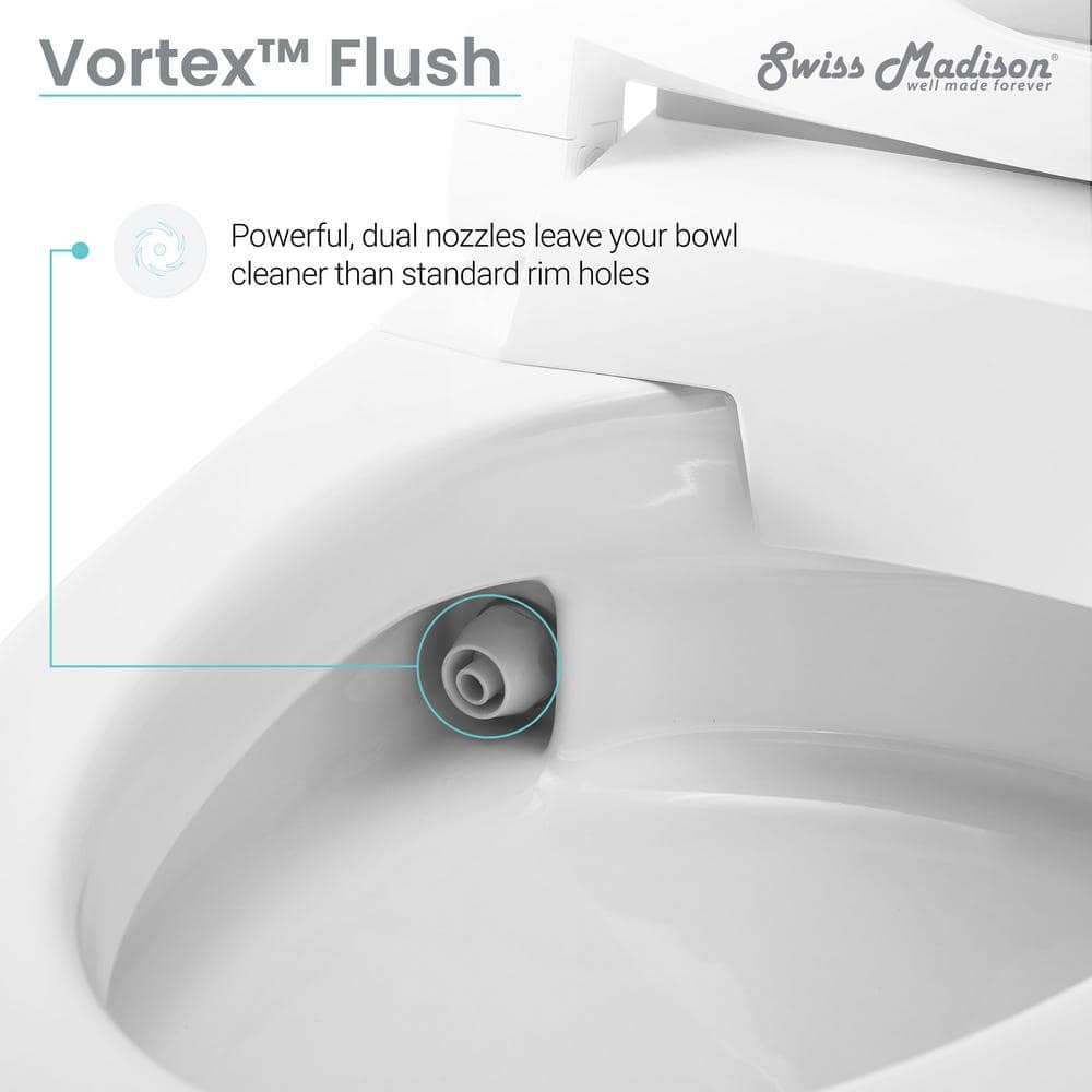 Hugo White Ceramic Elongated Dual-Flush Smart Toilet
