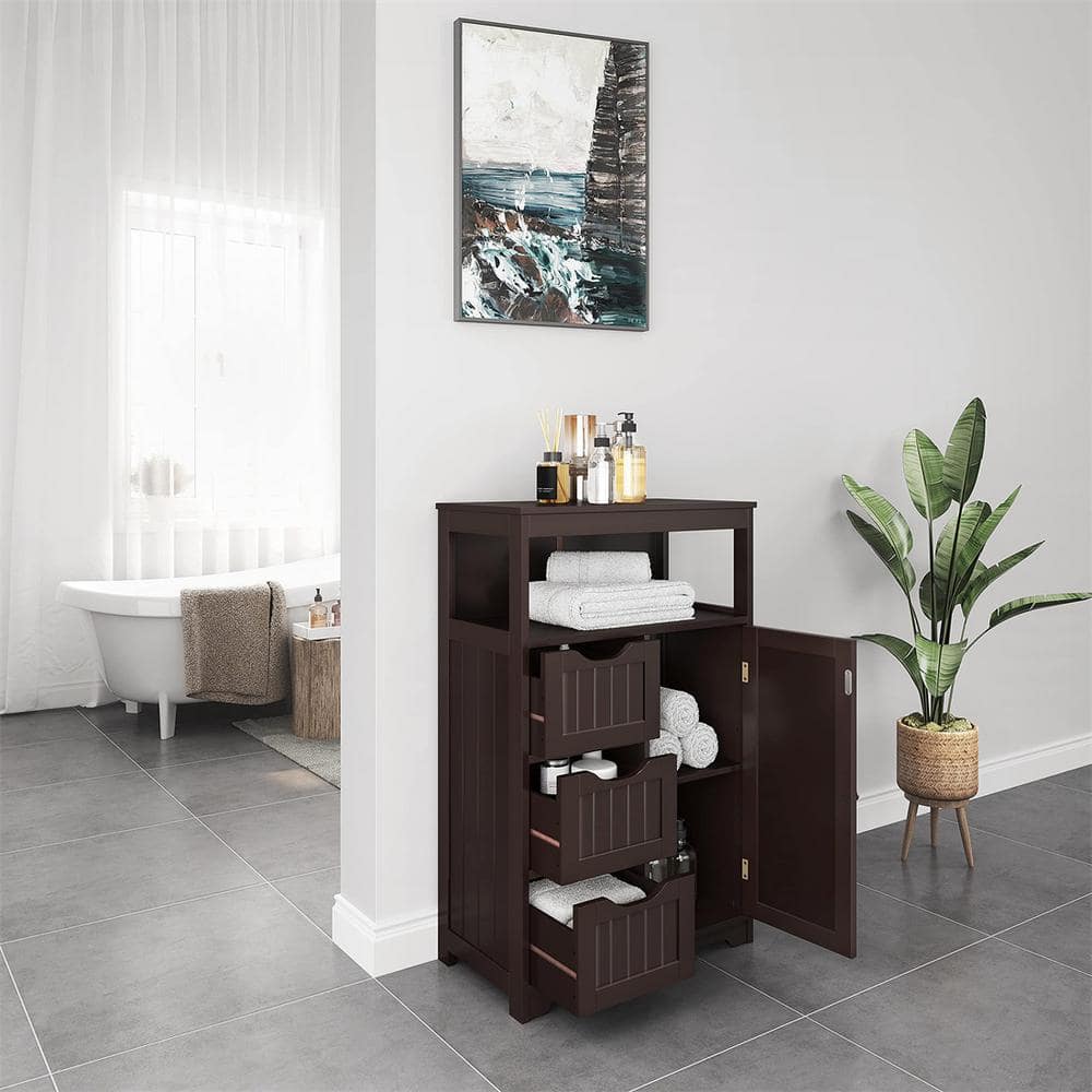 Espresso MDF Freestanding Cabinet with Adjustable Shelving