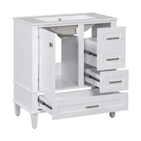 COWLOWN 30 in. D x 18 in. W x 34 in. H Bathroom White Linen Cabinet